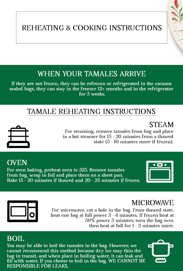 Reheating/ Cooking Instructions – Texas Lone Star Tamales