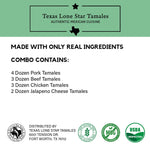 Combo Grande 12 Dozen Tamale Pack - Texas Lone Star Tamales
